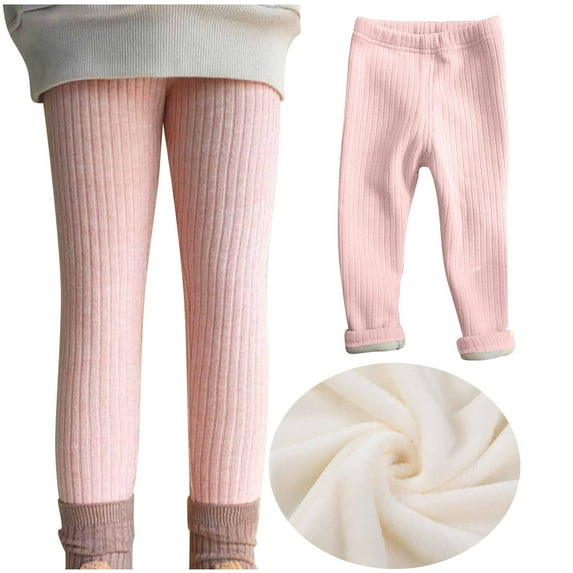 Fall Winter Girls Elastic Pants Fashion Solid Color Brushed Warm Casual Plush Leggings Crossover Leggings For Girl Linen Pants Girl Plaid Print Pants For Girl