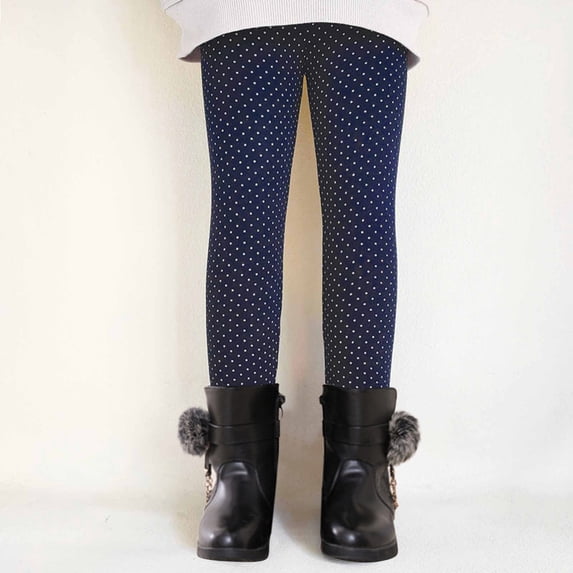 Fall Winter Girls Elastic Pants Fashion Stippled Printing Brushed Warm Casual Plush Leggings Crossover Leggings For Girl Girls Tights And Leggings Winter Compression Shorts For Girl