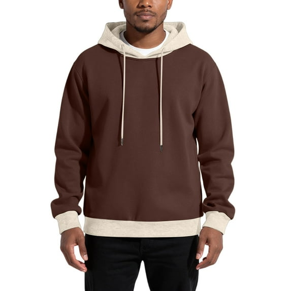 Fall Winter Hooded Sweatshirt For Men Contrasting Color Sweatshirt Sports Casual Jacket,Size S-2XL
