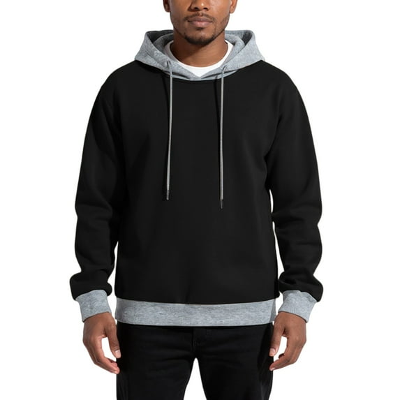 Fall Winter Hooded Sweatshirt For Men Contrasting Color Sweatshirt Sports Casual Jacket,Size S-2XL