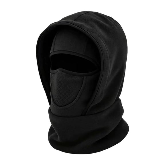 Fall/Winter Hoodie Hat for Outdoor Winter, Outdoor Winter Warm Hat, Neckband Integrated Cycling Shield, Windproof Fleece Face Cover Windproof and Warm-Friendly - Black