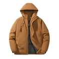 thumbnail image 1 of Fall Winter Insulatedd Jacket for Men Warm Down Jackets Thick Full Zip Casual Hooded Waterproof Coat Beige L, 1 of 8