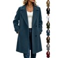 thumbnail image 1 of Fall Winter Lapel Pea Coats for Women Long Sleeve Wool Blend Single Breasted Casual Work Everyday Commute Woolen Coats, 1 of 9