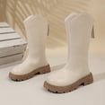thumbnail image 1 of Fall Winter Leather Snow Boots For Kids Girls Waterproof Fleece Lined Combatants Boots Warm Shoes For Cold Weather High Soft Heel Comfy Thick Sole Girls' Boots Toddler Boots, 1 of 3