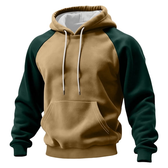Fall Winter Long Sleeve Casual Tops New Women and Men Fashionable Printed Fleece Hooded Sweatshirt Style B-1 Khaki M