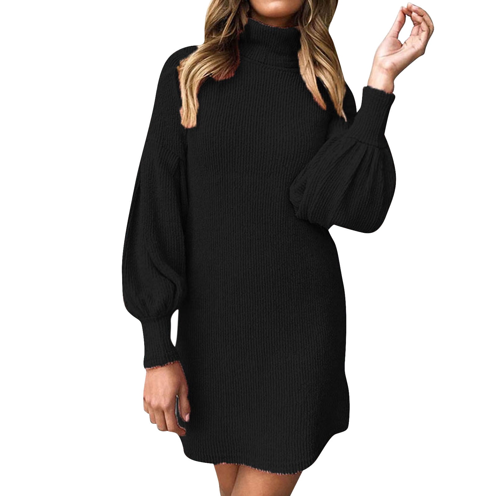 Fall to Winter Maternity Sweater Dress Plus Size Womens Turtleneck Sweater Dress Ladies Long Sleeve Jumper Mini Dresses Ladies Turtleneck Sweater Dress Long Dresses for Women 2024 Wedding Guest Walmar...