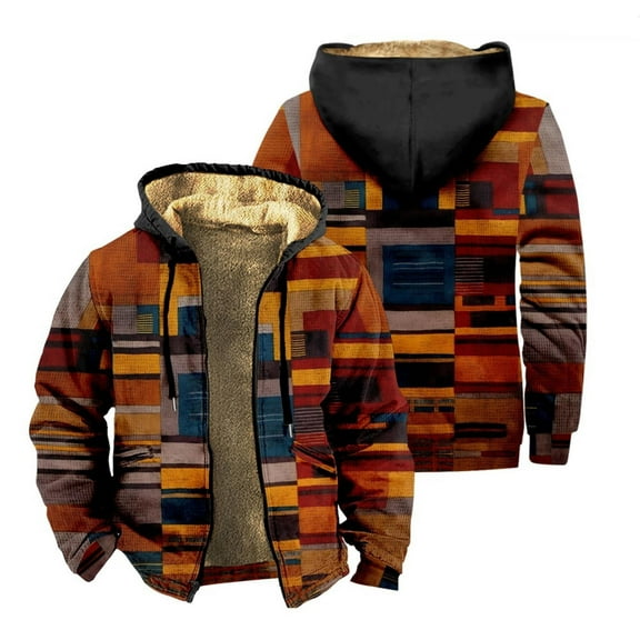 Fall Winter Men's Hooded Long Sleeve Pocket Plus Size Sweatshirt Jacket