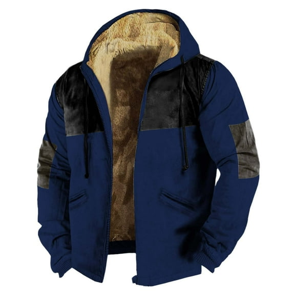Fall Winter Men's Hooded Long Sleeve Pocket Plus Size Sweatshirt Jacket