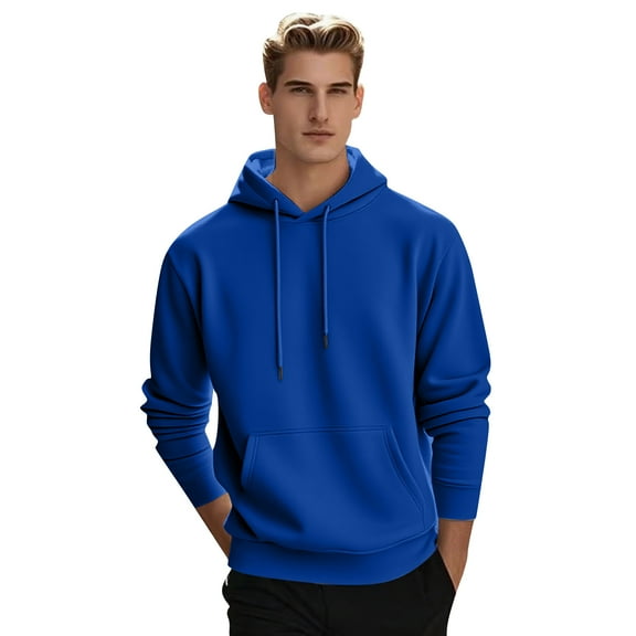 Fall Winter Mens Hoodies Pullover Hooded Sweatshirt Solid Color Round Neck Loose Hoodie Long Sleeve Top Vintage Clothes,Size M-3XL