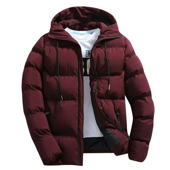 Fall Winter Outdoor Zip Up Hooded Jacket Loose Long Sleeve Warm Coat Solid Color