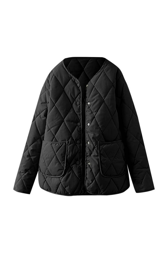 Fall/Winter Outer Wear,Diamond Collarless Lightweight Quilted Short Cotton Padded Jacket,Plus Size Coat/Jackets(Size:2XL)