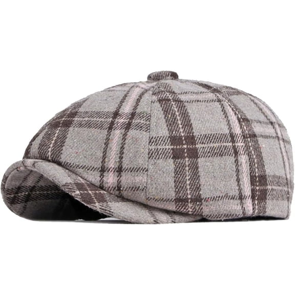Fall Winter Plaid 8 Panel Newsboy Gatsby Cabbie Caps for Men Women Vintage Checkered Driving Hat Tweed Flat Hats