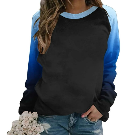 Mingw Womens 3XL Loose Fit Ringer Long Sleeve Tops Casual Fall T Shirts Crewneck Tunic Color Block Shirts for Everyday Occasion