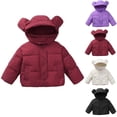 thumbnail image 1 of Fall/Winter Saving! HVOBTTY Toddlers Puffer Short Jacket, Kids Fall and Winter Coats, Kids' Casual Solid Color Long Sleeve Hooded Thick Warm Bread Puffer Coat Jacket Red, 13-14 Years, 1 of 5