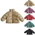 thumbnail image 1 of Fall/Winter Saving! HVOBTTY Toddlers Puffer Short Jacket, Kids Fall and Winter Coats, Kids' Soft Solid Color Long Sleeve Stand Collar Thick Warm Short Bread Coat Jacket Green, 1-2 Years, 1 of 4