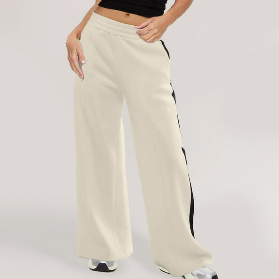 Fall/Winter Savings 2024 LEBONYARD Womens Trouser Pants,Women's Casual Pants Fitness Pants Solid Color Plus Size Running Fitness Wide-leg Pants Sports Pants Beige S