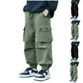 thumbnail image 1 of Ahuyic Long Pants for Kids,Boys Cargo Pants 4-13 Years Straight Leg Joggers with Elastic Cuffs Casual Sport Trousers for Everyday Wear,12 Years Black, 1 of 4