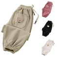 thumbnail image 1 of Ahuyic Long Pants for Kids,Boys Girls Bear Print Pants 3-12 Years Elastic Waist Casual Trousers with Pockets for Fall Winter,10 Years Khaki, 1 of 4