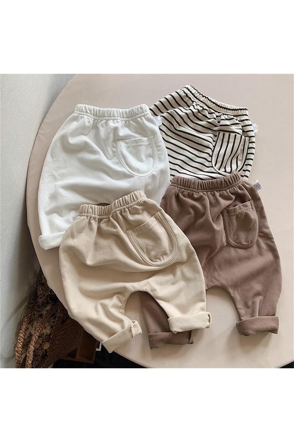 Long Pants for Kids,Boys Girls Casual Pants 0-2Y Loose Casual Trousers with Elastic Waist for Everyday Play and Comfortable,1 Year White