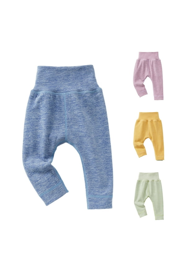 Long Pants for Kids,Boys Girls High Waist German Fleece Thermal Pants Solid Color Belly Warmer Winter Leggings for Warmth,100 Yellow