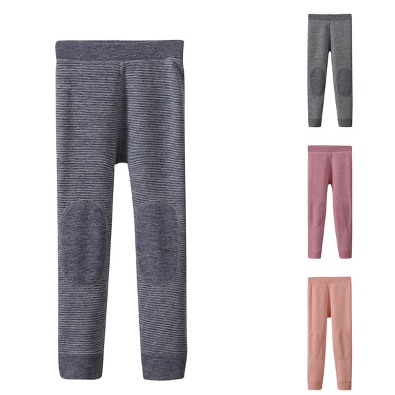 Ahuyic Long Pants for Kids,Boys Girls Knee Protective Wool Thermal Pants Solid Color Base Layer Leggings for Fall Winter,12 Years Purple