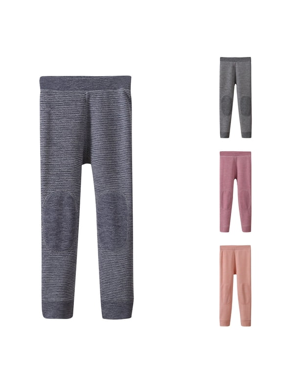 Long Pants for Kids,Boys Girls Knee Protective Wool Thermal Pants Solid Color Base Layer Leggings for Fall Winter,8 Years Gray