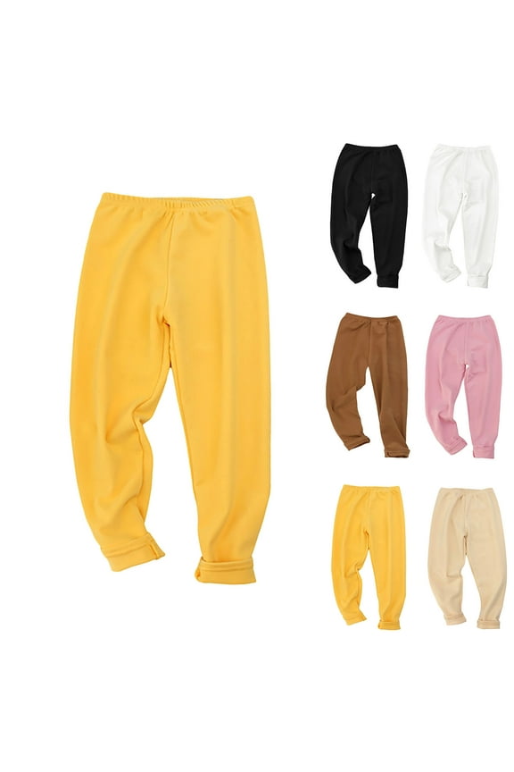 Long Pants for Kids,Boys Girls Solid Color Brushed Thermal Underwear 2-14 Years Base Layer Pants for School Home Sleepwear,9 Years Black