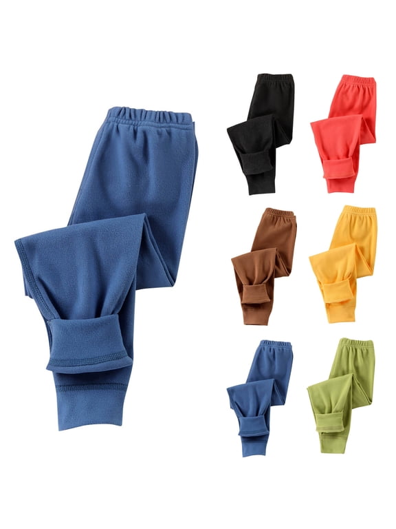 Long Pants for Kids,Boys Girls Solid Color Thermal Leggings 1-11 Years Elastic Waist Casual Pants for Casual Sleepwear in Fall Winter,7-8Years Dark Gray