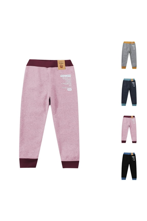 Long Pants for Kids,Boys Girls Solid Color Thermal Underwear German Fleece Lined Thickened Seamless Color Block Pants for Winter Warmth,6 Years Navy