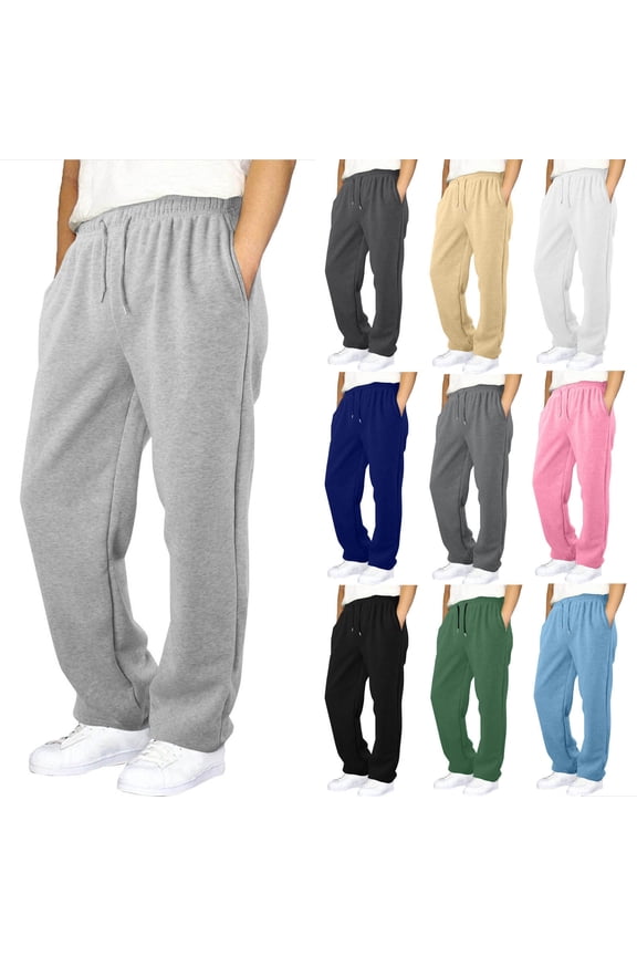 Long Pants for Kids,Boys Solid Color Fleece Lined Joggers 6-15 Years Elastic Waist with Side Pockets Casual Sport Pants for Winter,12-13Years White