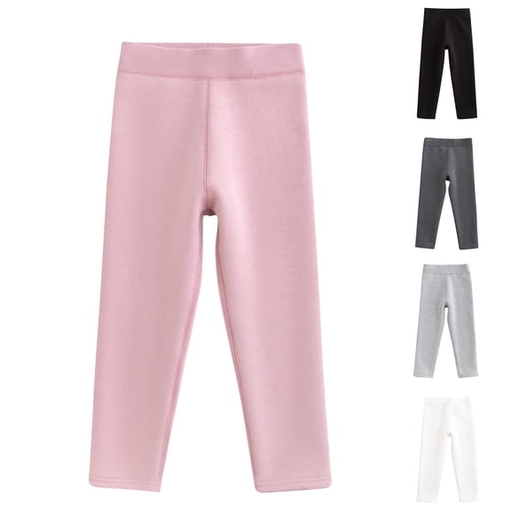 Ahuyic Long Pants for Kids,Girls Light Fleece Lined Pants All Seasons Casual Casual Trousers for Everyday Comfortable and Warmth,120 White