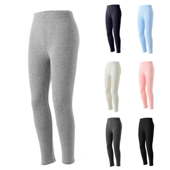 Ahuyic Long Pants for Kids,Girls Solid Color Leggings 2-13 Years Elastic Waist Casual Sport Pants for Everyday Wear in Fall Winter,2-3Years White