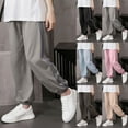 thumbnail image 1 of Ahuyic Long Pants for Kids,Kids Mosqui--Repellent Cargo Pants 3-13Years Boys Girls Solid Color Joggers with Stripe Letter Detail for Outdoor,4 Years Black, 1 of 4