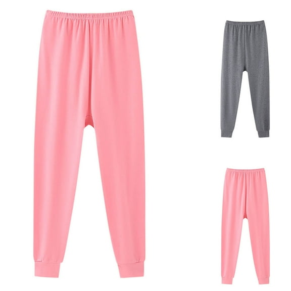Ahuyic Long Pants for Kids,Boys Girls Solid Color Thermal Leggings Loose Pants for Home Sleepwear in Fall Winter,8 Years Gray