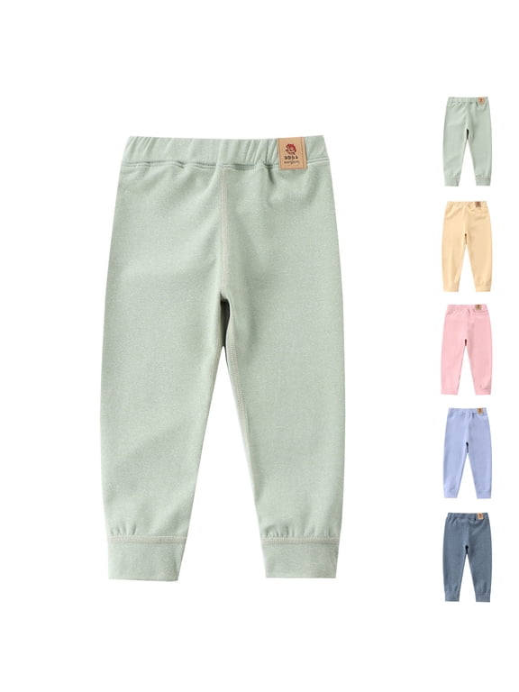 Long Pants for Kids,Boys Girls Solid Color Thermal Pants Elastic Waist Base Layer Leggings for Fall Winter,4 Years Pink
