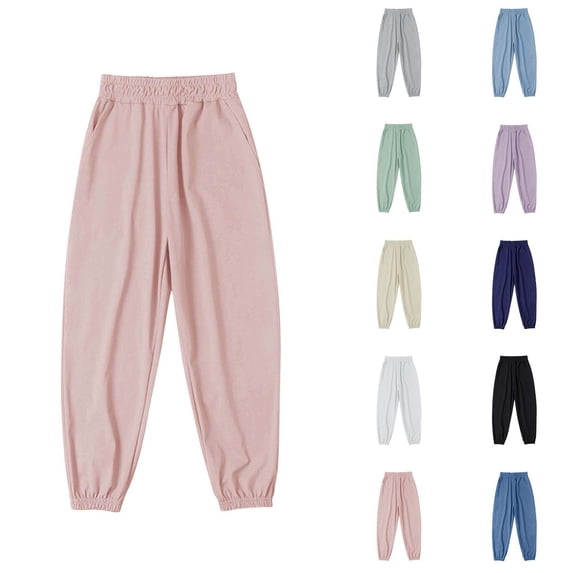Ahuyic Long Pants for Kids,Boys Solid Color Sport Pants Dry Joggers Mosqui- Repellent Trousers for Outdoor Wear,9 Years White