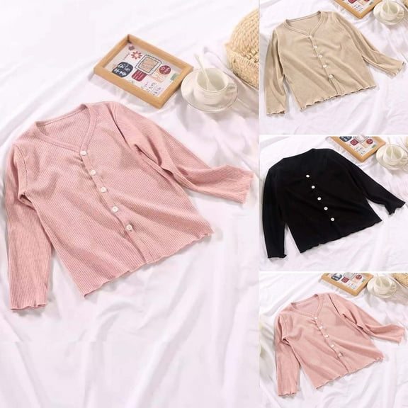 Ahuyic Long Sleeve Top for Boys Toddler Kids Coat Knitted Cardigan Sweater for Fall Winter,3-9 Months Black