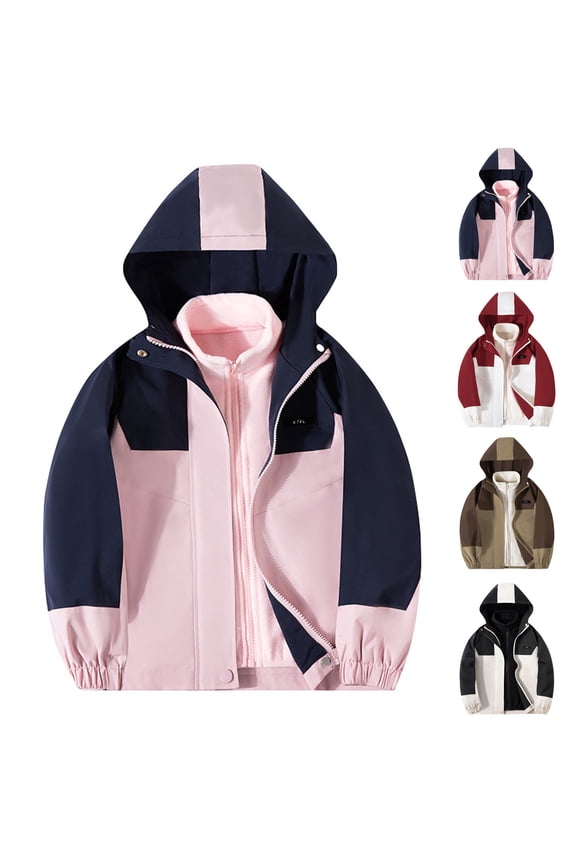 Toddler Kids Coat Girls Boys Blouse 3 in 1 Hooded Waterproof Hardshell Jacket with Inner Liner for Fall Winter,10 Years Coffee