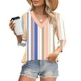 thumbnail image 1 of Ahuyic Womens V-Neck T-Shirt 3/4 Sleeve Print Blouse Casual Style Top XXL Orange, 1 of 4