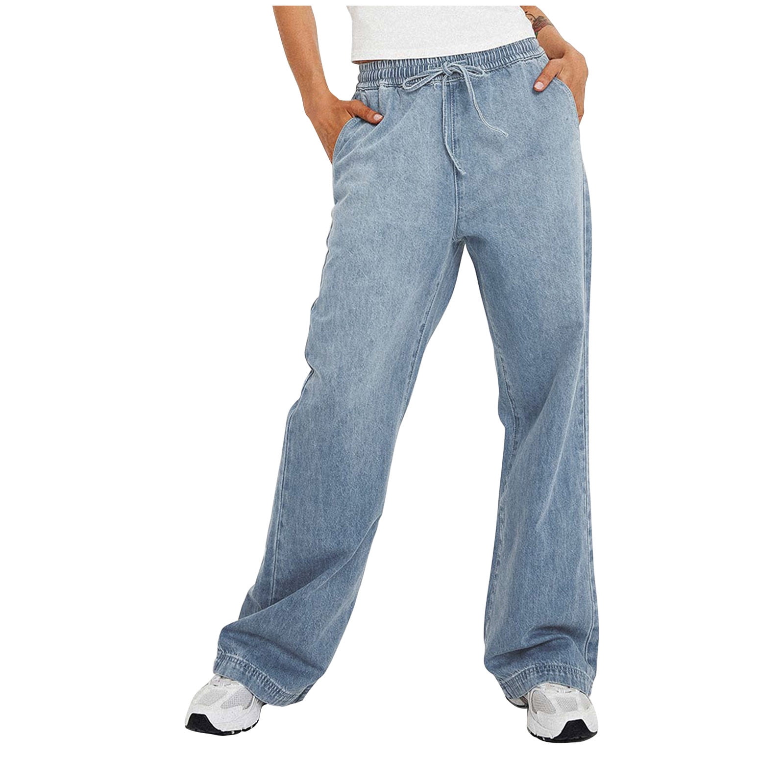 Summer Savings AKAFMK Plus Size Womens Jeans,Straight Jeans for Women