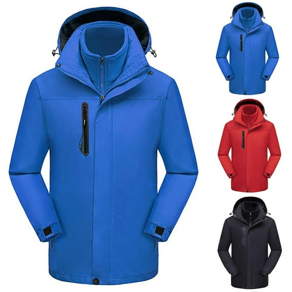 Bxsruta Men and Women Couple Style Sprinting Suit Three in One Or Two Outdoor Ski Riding Suit Hooded Warm Coat, Black M