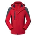 thumbnail image 1 of Bxsruta Men and Women Couple Style Sprinting Suit Three in One Or Two Outdoor Ski Riding Suit Hooded Warm Coat, Red XL, 1 of 4