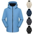 thumbnail image 1 of Bxsruta Men and Women Men and Women Sprint Coat Plush Thickened Outdoor Ski Suit Hooded Warm Coat, Gray L, 1 of 1