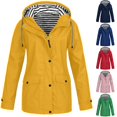 thumbnail image 1 of Bxsruta Women Casaul Solid Jackets Outdoor Plus Size Drawstring Zipper Hooded Raincoat Windproof Tops Coat with Pocket, Green 3XL, 1 of 6