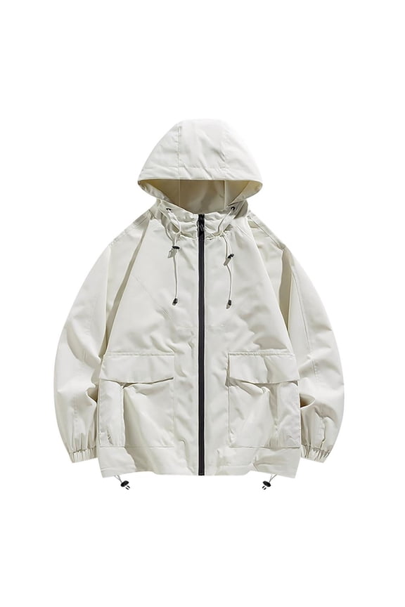 Women's New Outdoor Mountaineering Hardshell Jacket Warm Windproof Casual Jacket, White 2XL
