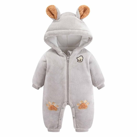 TAGOLD Kids Winter Jumpsuit Romper,Toddler Baby Boys Girls Color Cute Bear Ears Winter Thick Keep Warm Jumpsuit Romper