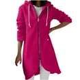 thumbnail image 1 of Fall Winter Savings Clearance 2024! TAGOLD Women's Long Sleeve Hoodie Sweatshirts Irregular Hem Zipper Coat Tops with Pockets Womens Fall Cardigan,Hot Pink,S, 1 of 4