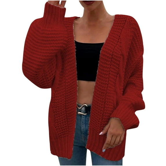 Fall Winter Savings Clearance 2024! TAGOLD Womens Cardigan Coats,Fashion Woman Long Sleeve T-Shirt Autumn Sweater Cardigan Solid Blouse Tops
