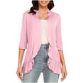thumbnail image 1 of Fall Winter Savings Clearance 2024! TAGOLD Womens Cardigans,Women's 3/4 Sleeve Fashion Casual Comfortable Solid Color Cardigan Top Blouse, 1 of 5