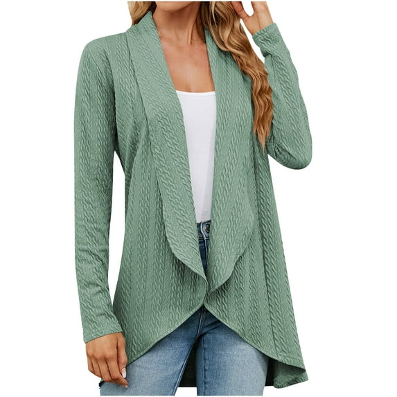 Fall Winter Savings Clearance 2024! TAGOLD Womens Cardigans,Women's Fashion Solid Color Loose Fitting Long Sleeved Cardigan Jacket